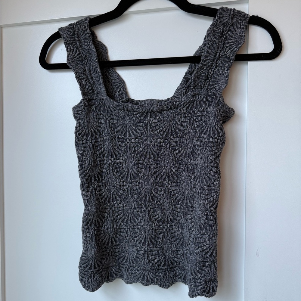Free People Gray Textured Tank Top
